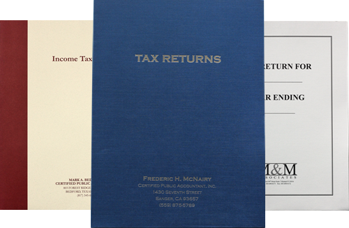 Custom Tax Return Folders Personalized with Logos and More in Many Ink Colors or Foil Stamping - Discount Tax Forms