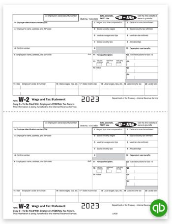 Intuit QuickBooks W2 Tax Forms for 2023, W-2 Copy B Employee Federal, Official Preprinted W-2 Forms Compatible with QuickBooks at Discount Prices, No Coupon Needed - DiscountTaxForms.com