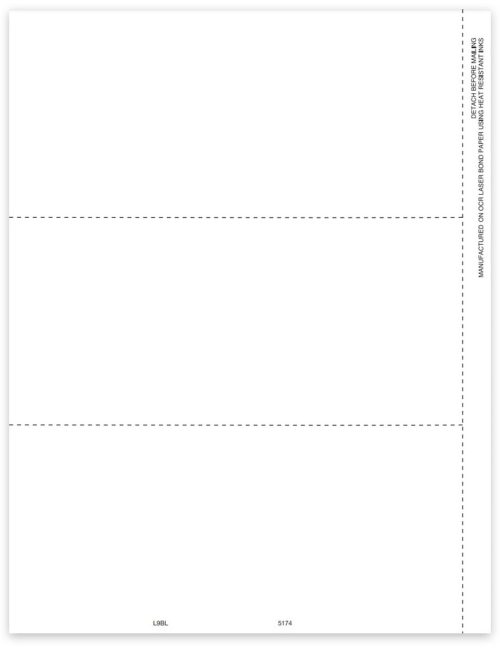 Blank Perforated 3up W2 Form Paper without Instructions on backer - Discount Tax Forms
