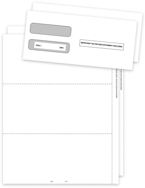 Blank Perforated W2 Form Paper and Envelopes Set 3up Format with Employee Instructions on Back and Gum-Seal Window Envelopes - DiscountTaxForms.com