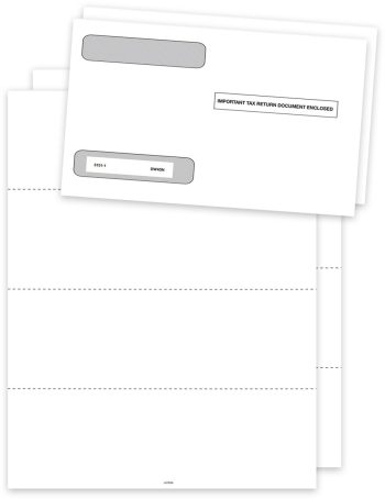 Blank Perforated W2 Paper and Envelopes Set 4up V2 Horizontal Layout with Employee Instructions and Gum-Seal Envelopes - DiscountTaxForms.com