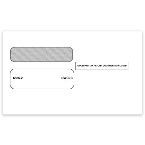 W2 Envelopes 2up Format, Self-Seal Adhesive Flap with Double Windows and Security Tint, "Important Tax Return Documents Enclosed" Printed on Front - DiscountTaxForms.com
