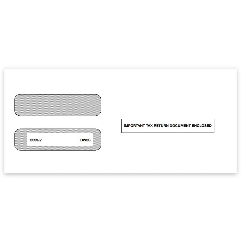W2 Envelopes 3up Format, Self-Seal Adhesive Flap with Double Windows and Security Tint, "Important Tax Return Documents Enclosed" Printed on Front - DiscountTaxForms.com