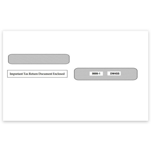 W2 Envelopes 4up V1 Quadrant Format, Self-Seal Adhesive Flap with Double Windows and Security Tint, "Important Tax Return Documents Enclosed" Printed on Front - DiscountTaxForms.com