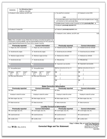 W2C Correction Tax form for W2 forms with errors after filing - DiscountTaxForms.com