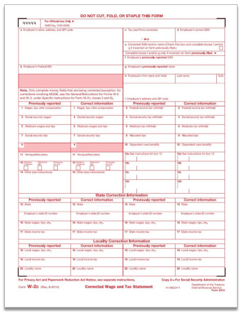 W2C Correction Tax Forms or Online W2C Correction Filing - DiscountTaxForms.com