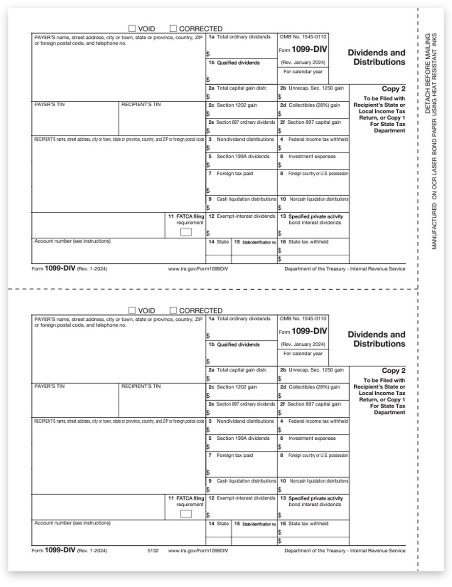 Order 1099DIV Tax Forms, Copy 2 for State, Local, File. Official Preprinted 1099-DIV Forms at Big Discounts, No Coupon Code Needed - DiscountTaxForms.com