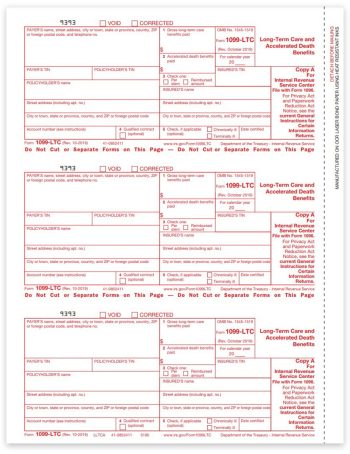 1099LTC Tax Forms for 2022. Official IRS Copy A 1099-LTC Forms for Long-Term Care and Accelerated Death Benefits - DiscountTaxForms.com