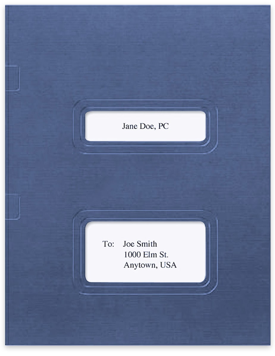 Tax Software Folders with 2 Windows (Small Top; Large Bottom) for TaxWise, TaxWorks & Drake, Blue - DiscountTaxForms.com