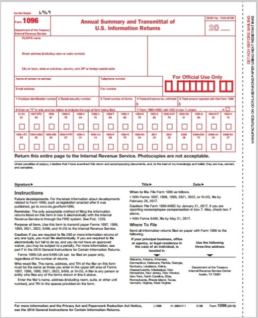1096 Transmittal Forms Discount Tax Forms