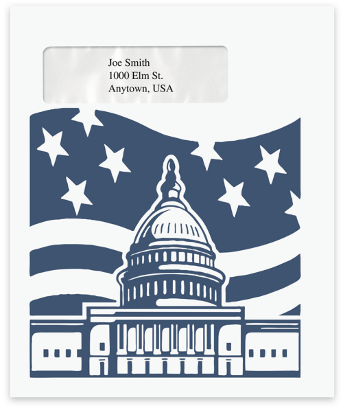 Patriotic Tax Envelope with Window for easy, official mailing PEB28 - Discount Tax Forms