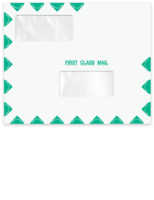 Horizontal, Landscape Format Double Window First Class Mail Envelope for Tax Software Address Slipsheets - DiscountTaxForms.com