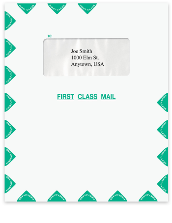 Large 1st Class Mail Envelope with One, Single Center Window for Address Coversheets, Green - DiscountTaxForms.com