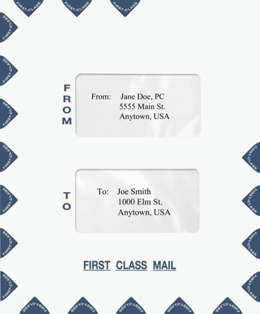 First Class Mail Envelope with 2 Center Windows Blue Discount Tax Forms