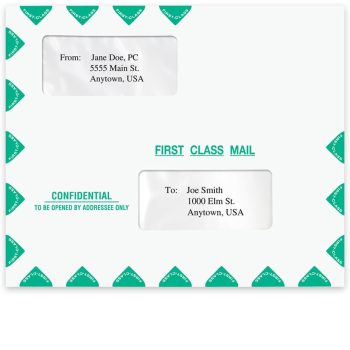 Confidential First Class Mail Envelope with Double Windows 11-1/2" x -1/2" - DiscountTaxForms.com