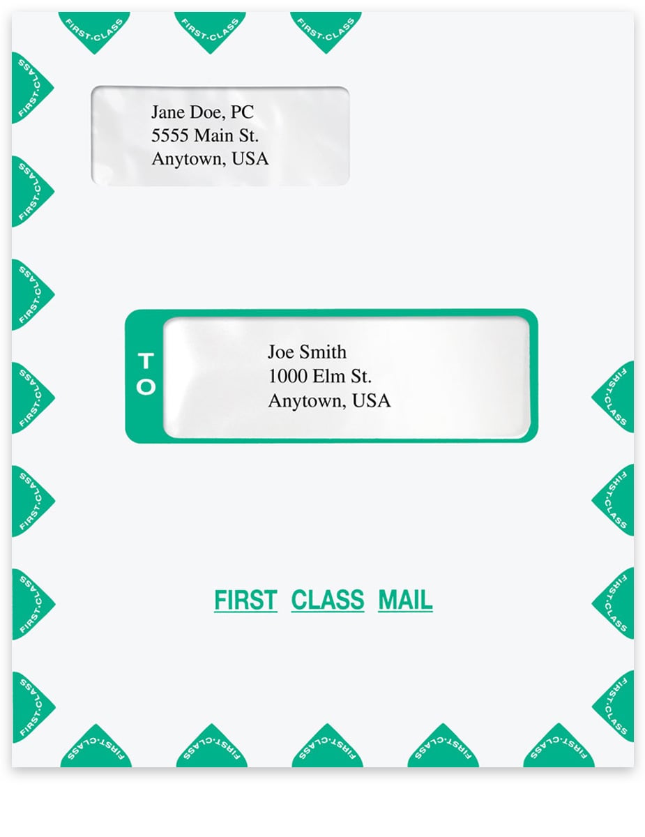 Large First Class Mail Envelope with Offset Alternate Windows, 9-5/8″ x 11-1/8″ - DiscountTaxForms.com