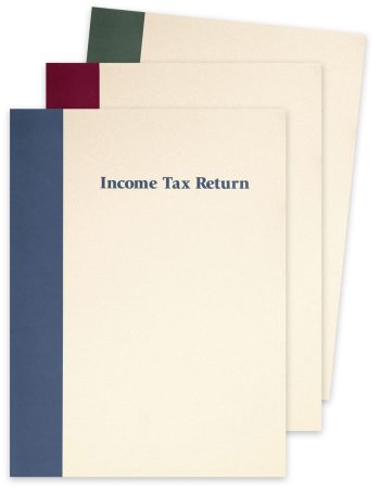 Prestigious Income Tax Return Folders Client Tax Return Presentation, 2 Pockets, Ivory Paper with Blue, Green or Dark Red Accents - DiscountTaxForms.com