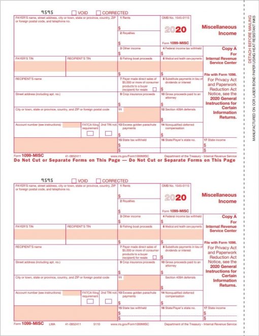 QuickBooks 1099 Form Copy A, 1099MISC - Discount Tax Forms