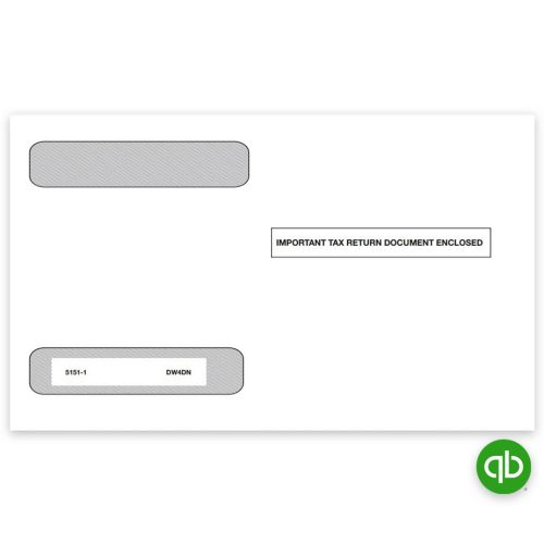 Intuit QuickBooks Compatible W2 Envelopes, 4up V2 Horizontal Format W2 Forms, Gum Moisture Seal Flap, "Important Tax Return Documents Enclosed" Printed on Front - DiscountTaxForms.com
