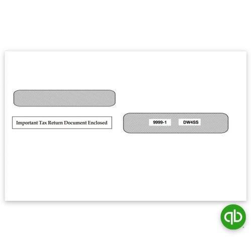 Intuit QuickBooks Desktop Compatible W2 Envelopes, 4up V1 Quadrant Corner Format W2 Forms, Adhesive Self Seal Flap, "Important Tax Return Documents Enclosed" Printed on Front - DiscountTaxForms.com