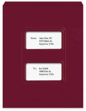 Tax Return Folder with Windows, Top-Staple Tab and Pocket, Compatible with ProSeries and Lacerte Software, Dark Red Burgundy - DiscountTaxForms.com