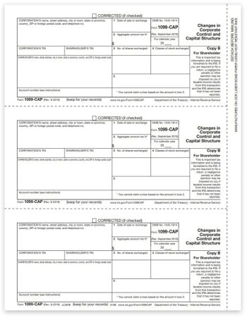 1099CAP Tax Forms for 2022, Official Shareholder Copy B Forms for Changes in Corporate Control or Capital Structure - DiscountTaxForms.com