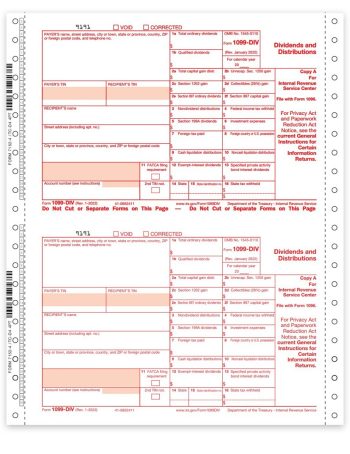 1099DIV Tax Forms for 2022, Carbonless Continuous 4-part Forms, Official IRS 1099-DIV Forms - DiscountTaxForms.com