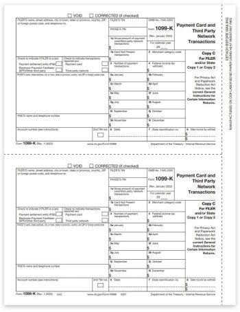 1099K Tax Forms for 2022, Copy C for Filer or State, Official 1099-K Forms for Payment Cards and Third Party Transactions - DiscountTaxForms.com