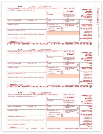 1099Q Tax Forms for 2022. Official IRS Red Copy A 1099-Q Forms for Payments from Qualified Tuition Programs - DiscountTaxForms.com