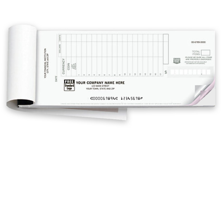 Deposit Ticket Booklet 2-pt, personalized for your company, with a logo included - DiscountTaxForms.com