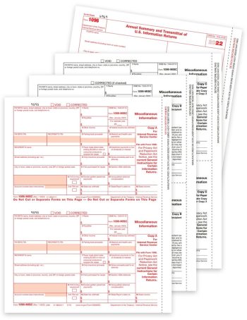 1099MISC Tax Forms Set for 2022 with Recipient and Payer Forms Plus 1096 Transmittal Forms - DiscountTaxForms.com