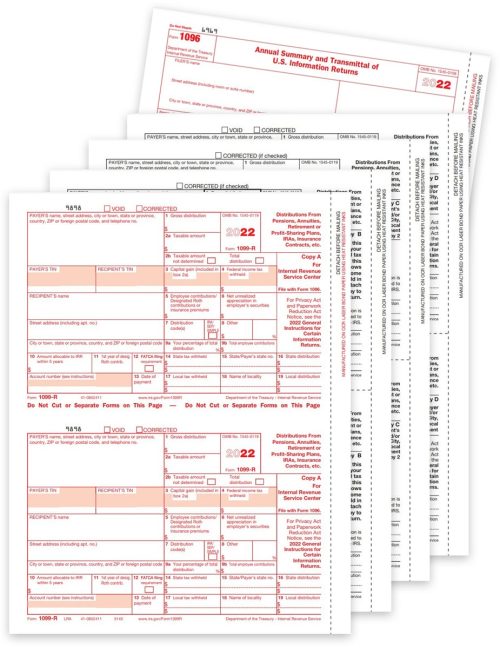 1099R Tax Forms for 2022, Set of Forms for Payers and Recipients, Official Preprinted 1099-R Forms - DiscountTaxForms.com