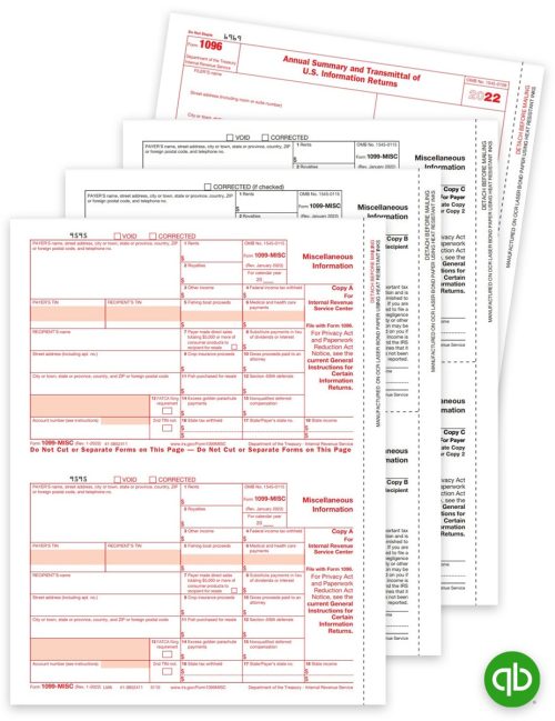 Intuit QuickBooks Compatible 1099-MISC Tax Forms Set for 2022. Official 1099MISC Forms at Big Discounts, No Coupon Needed - DiscountTaxForms.com