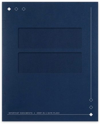 Window Folders with Pockets, Diamond Design, Dark Blue - DiscountTaxForms.com