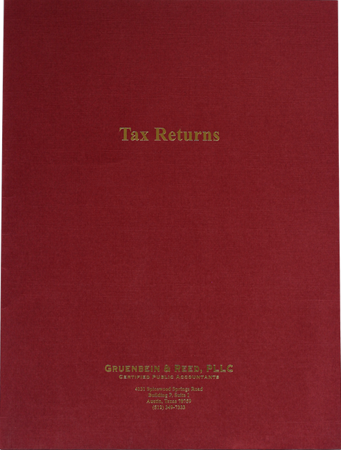 Custom Tax Return Folders with Foil Stamping in Many Colors and Styles at Low Prices - DiscountTaxForms.com