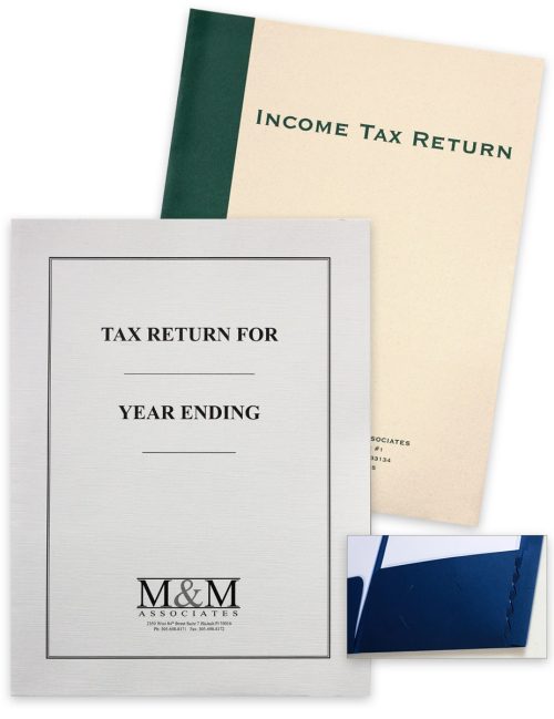 Customized Tax Folders with Expanding Spine and Pocket, Ink Imprinted with Logos and Business Info for CPAs and Accountants - DiscountTaxForms.com