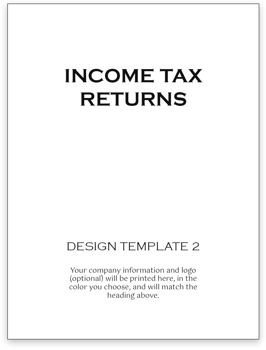 Foil Stamped Income Tax Return Folders Template with Accountant Logo, Name and Info - DiscountTaxForms.com