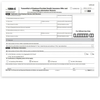 1094C Transmittal Form for 1095C ACA Form Filing with the IRS - DiscountTaxForms.com