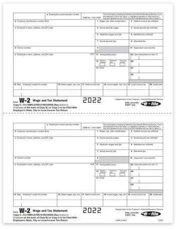 W2 Tax Form Copy C-2 for Employee State, Local or File, Official 2up Preprinted W-2 Forms - DiscountTaxForms.com
