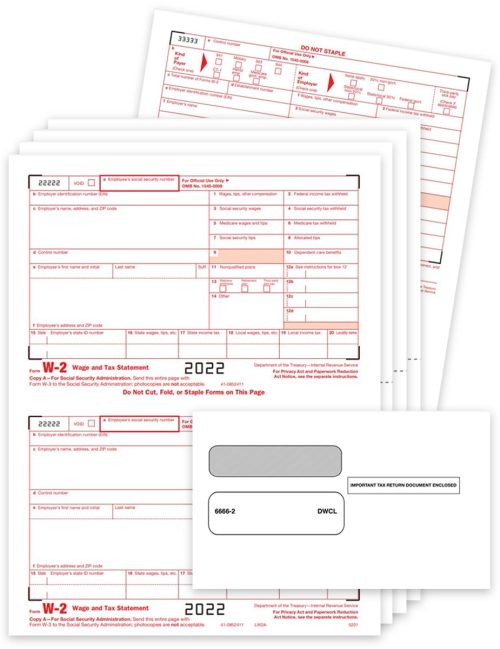 2022 W2 Tax Form & Envelope Sets, Official Preprinted W2 Forms with Security Window Envelopes - DiscountTaxForms.com