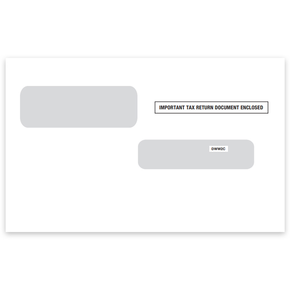 W2C Envelopes for W2 Correction Form Mailing to Employees, 2 Windows, Security Tint, "Important Tax Return Documents Enclosed" Printed on Front - DiscountTaxForms.com