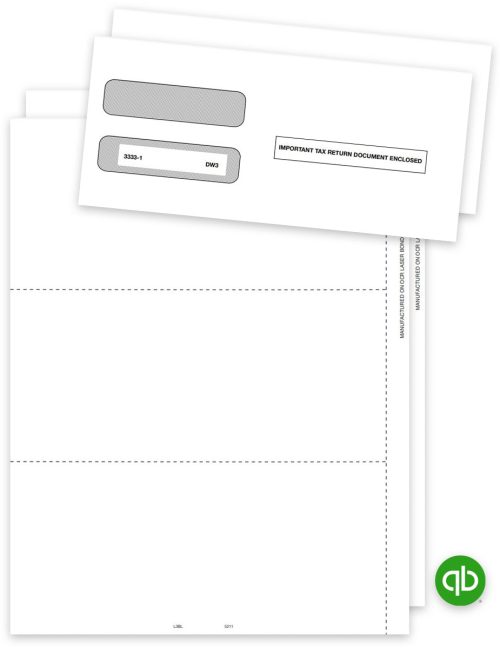 Intuit QuickBooks Compatible W2 Blank Perforated Paper and Envelopes Sets, 3up Format - DiscountTaxForms.com