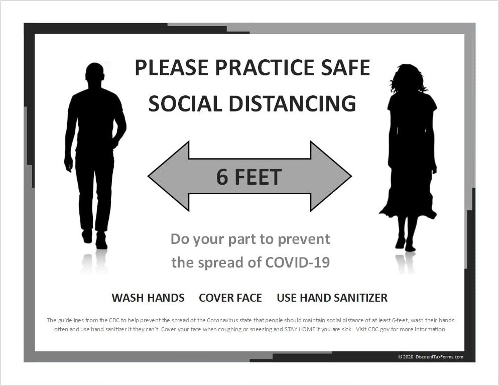 Social Distancing Sign Black White Discount Tax Forms