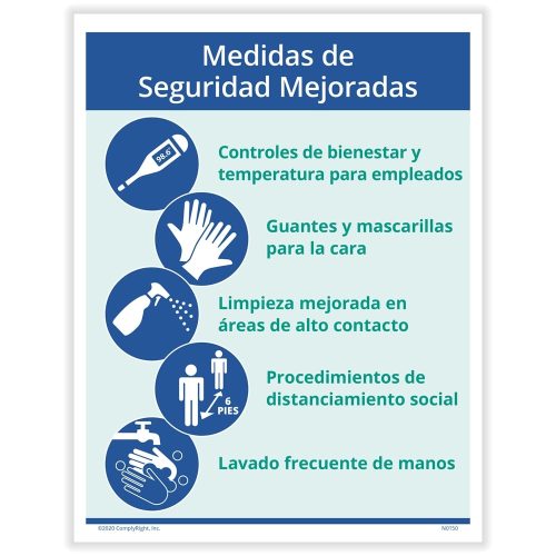 Workplace Safety Measures Sign Spanish for COVID19 N0162S - DiscountTaxForms.com