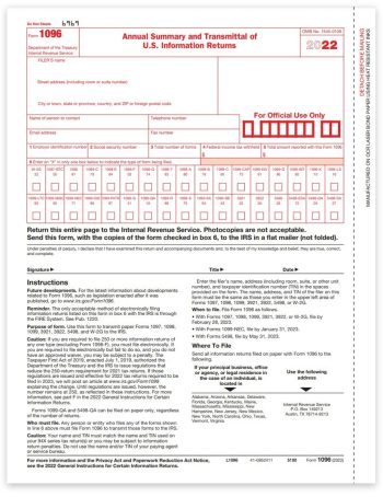 1096 Form for Summary and Transmittal of 1099 Forms to the IRS by Payers - DiscountTaxForms.com