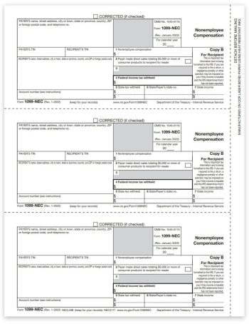 1099NEC Tax Forms, Copy B Recipient Federal IRS Filing, Official Preprinted 1099-NEC Forms at Discounts, No Coupon Needed - DiscountTaxForms.com