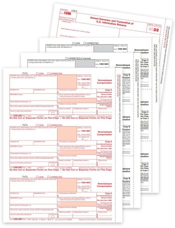1099NEC Tax Forms Set with Payer and Recipient Copies, Official Preprinted IRS 1099-NEC Forms - DiscountTaxForms.com