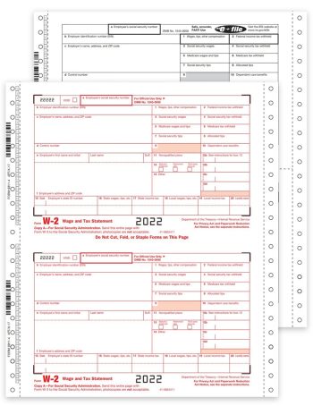 W2 Carbonless Forms, Continuous Twin Sets for Employers and Employees 3- or 4-part Format - DiscountTaxForms.com