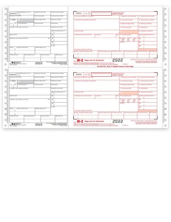 Carbonless W2 Forms, 2-Wide Continuous Format, 8-Part for Employee and Employer W2 Filing - DiscountTaxForms.com