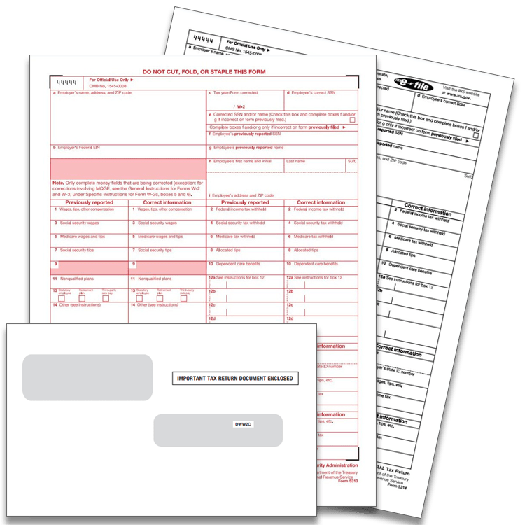 W2C Correction Tax Forms and Envelopes for Correcting W2 Forms Already Filed - DiscountTaxForms.com